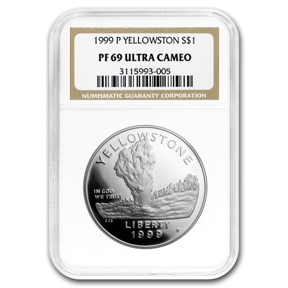 1999-P Yellowstone Park $1 Silver Commem PF-69 NGC 1999-P Yellowstone Park $1 Silver Commem PF-69 NGC