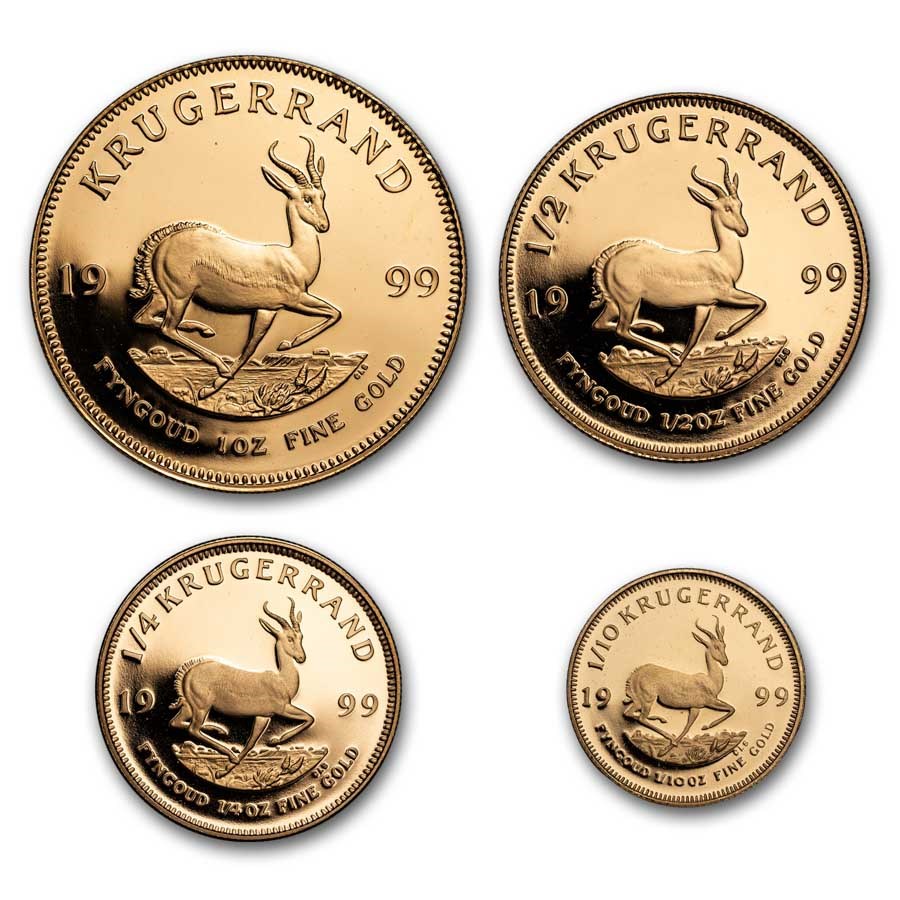 1999 S. Africa 4-Coin Gold Krugerrand Proof Set (No COA, No Box)