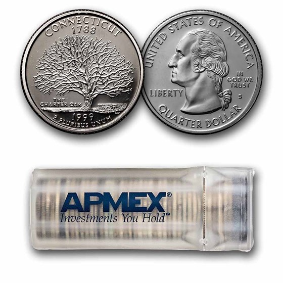 1999-S Connecticut State Quarter 40-Coin Roll Gem Proof