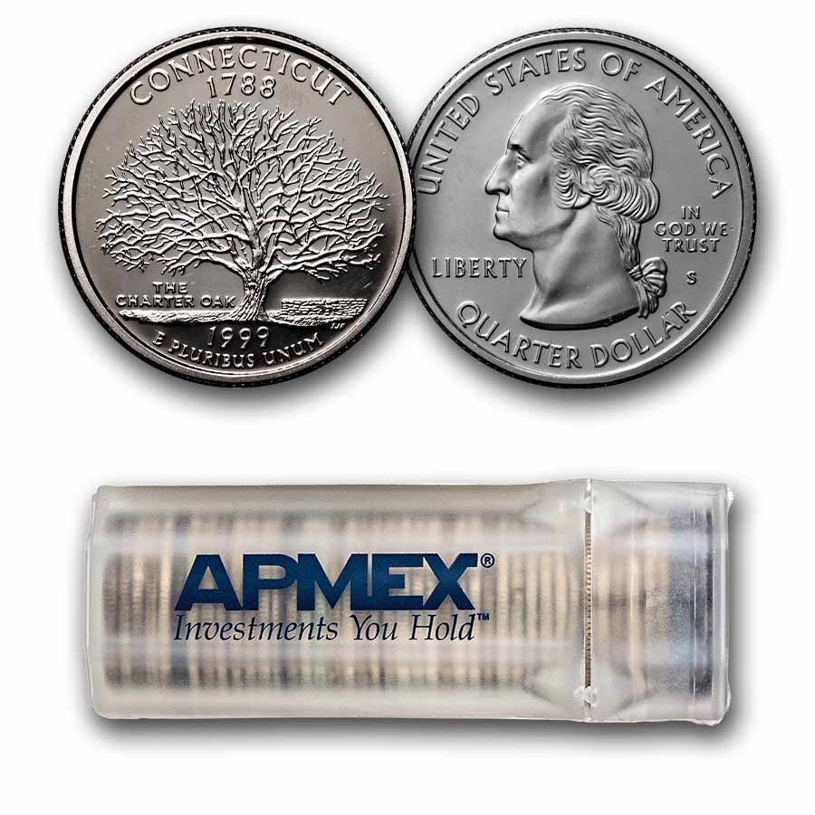 1999-S Connecticut State Quarter 40-Coin Roll Gem Proof