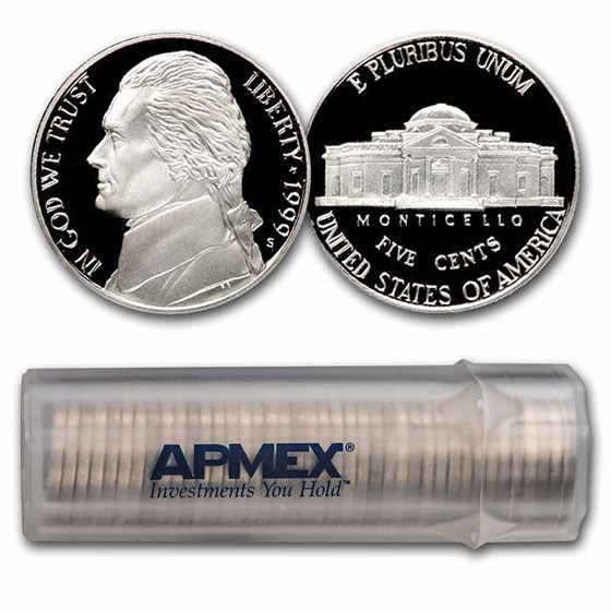 1999-S Jefferson Nickel 40-Coin Roll Proof 1999-S Jefferson Nickel 40-Coin Roll Proof