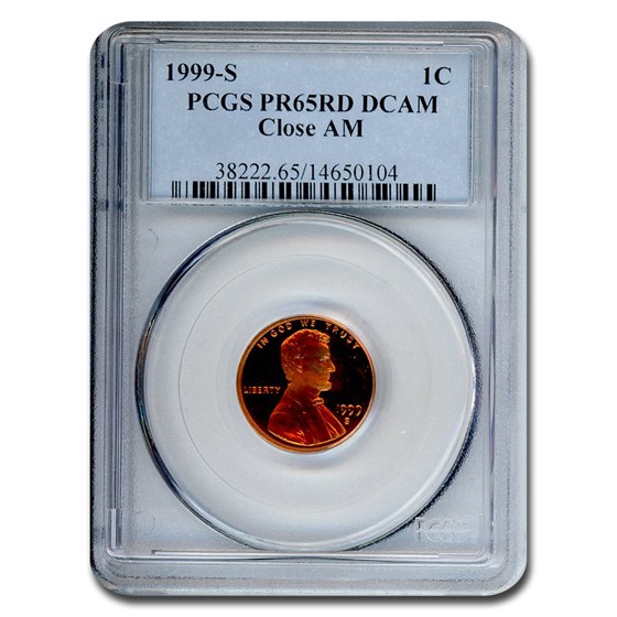 1999-S Lincoln Cent PR-65 DCAM PCGS (Red, Close AM) 1999-S Lincoln Cent PR-65 DCAM PCGS (Red, Close AM)