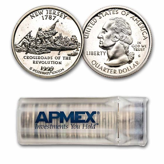 1999-S New Jersey State Quarter 40-Coin Roll Gem Proof 1999-S New Jersey State Quarter 40-Coin Roll Gem Proof