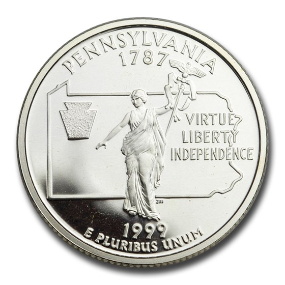1999-S Pennsylvania State Quarter Gem Proof (Silver) 1999-S Pennsylvania State Quarter Gem Proof (Silver)