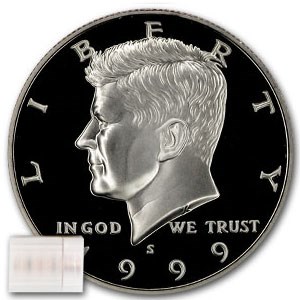 1999-S Silver Kennedy Half Dollar 20-Coin Roll Proof 1999-S Silver Kennedy Half Dollar 20-Coin Roll Proof