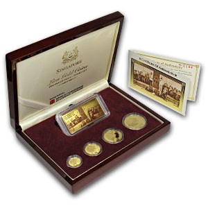 1999 Singapore 4-Coin Gold Lion Proof Set