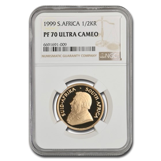 1999 South Africa 1/2 oz Gold Krugerrand PF-70 UCAM NGC 1999 South Africa 1/2 oz Gold Krugerrand PF-70 UCAM NGC