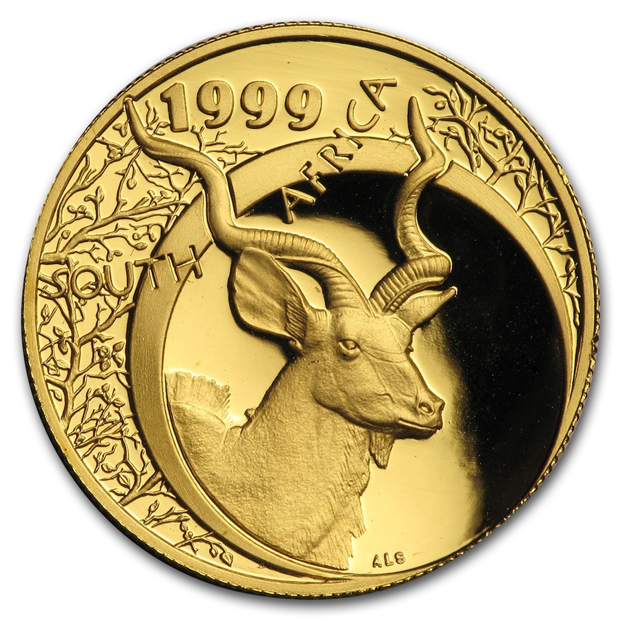 1999 South Africa 1/4 oz Proof Gold Natura Kudu