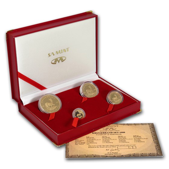 1999 South Africa 4-Coin Gold Krugerrand Proof Set 1999 South Africa 4-Coin Gold Krugerrand Proof Set