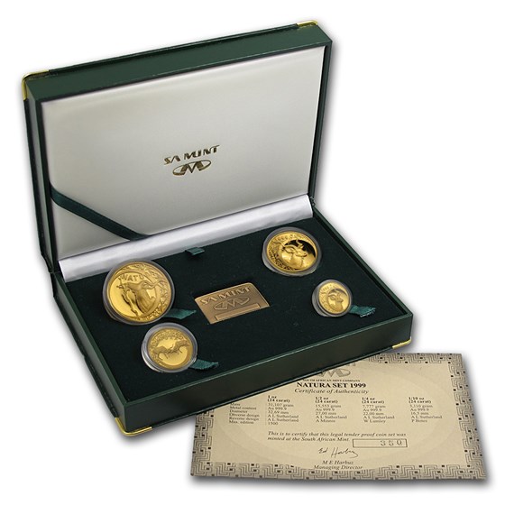 1999 South Africa 4-Coin Gold Natura Kudu Proof Set 1999 South Africa 4-Coin Gold Natura Kudu Proof Set