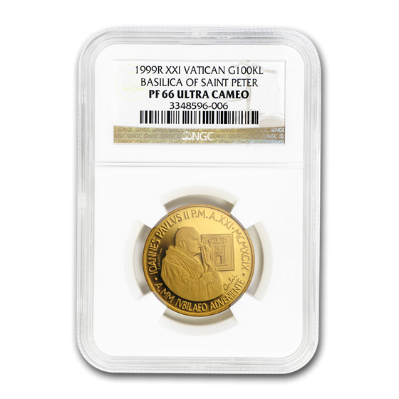 1999 Vatican City Gold 100,000 Lire Pope John Paul II PF-66 NGC 1999 Vatican City Gold 100,000 Lire Pope John Paul II PF-66 NGC