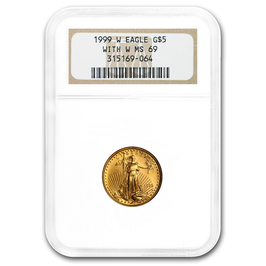 1999-W 1/10 oz American Gold Eagle MS-69 NGC (W Variety)
