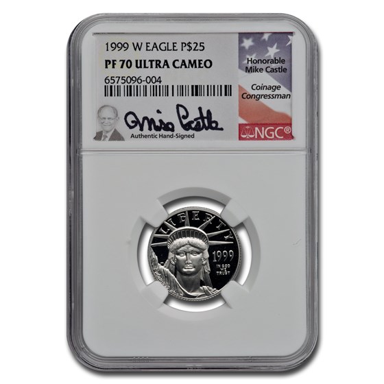1999-W 1/4 oz Pf. American Platinum Eagle PF-70 UCAM NGC (Castle) 1999-W 1/4 oz Pf. American Platinum Eagle PF-70 UCAM NGC (Castle)