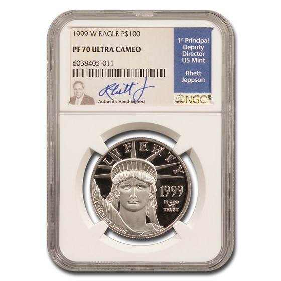 1999-W 1 oz American Platinum Eagle PF-70 UCAM NGC (Jeppson) 1999-W 1 oz American Platinum Eagle PF-70 UCAM NGC (Jeppson)