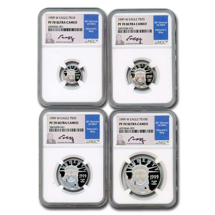 1999-W 4-Coin Proof American Platinum Eagle Set PF-70 NGC (Moy)