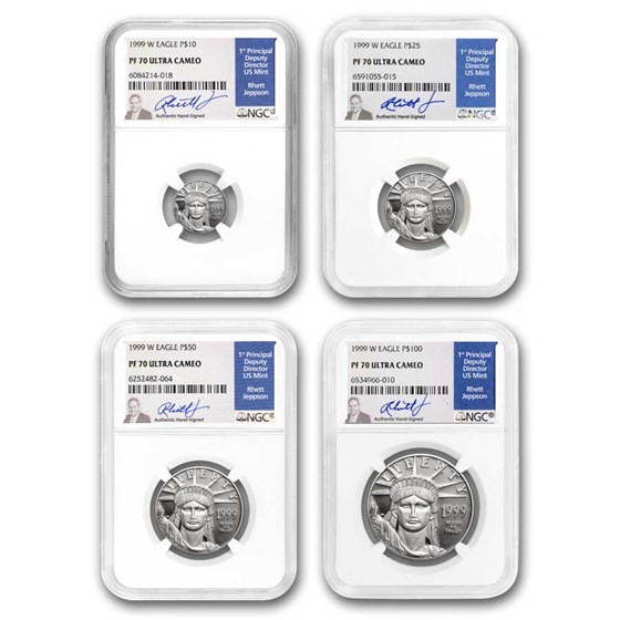 1999-W 4-Coin Proof Platinum Eagle Set PF-70 NGC (Jeppson) 1999-W 4-Coin Proof Platinum Eagle Set PF-70 NGC (Jeppson)