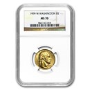 1999-W Gold $5 Commem George Washington MS-70 NGC