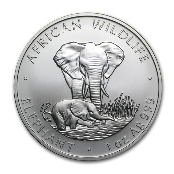 1999 Zambia 1 oz Silver Elephant BU