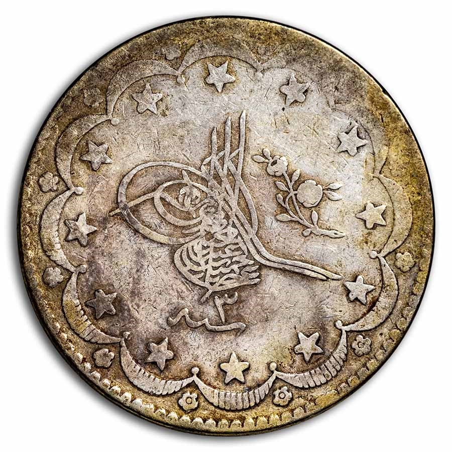 19th Century Turkey Silver 20 Kurush Avg Circ