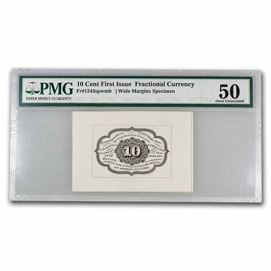 1st Issue Frac Currency 10 Cents AU-50 PMG (Fr#1243spwmb)Specimen