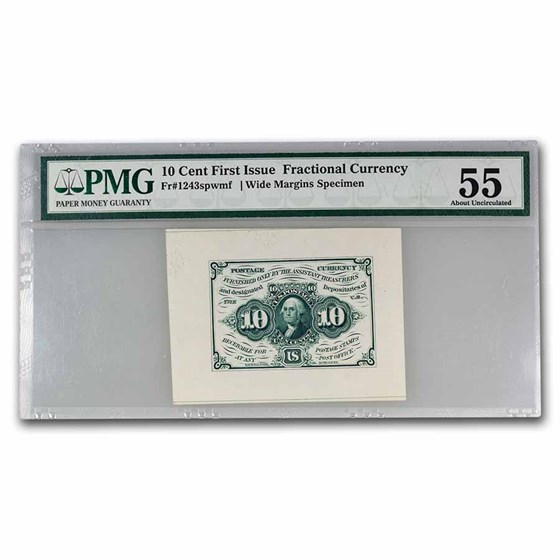 1st Issue Frac Currency 10 Cents AU-55 PMG (Fr#1243spwmf)Specimen 1st Issue Frac Currency 10 Cents AU-55 PMG (Fr#1243spwmf)Specimen