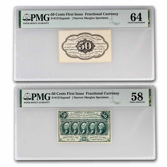 1st Issue Fract. Cur. 50 Cents AU-58/CU-64 PMG (FR #1313)Specimen 1st Issue Fract. Cur. 50 Cents AU-58/CU-64 PMG (FR #1313)Specimen