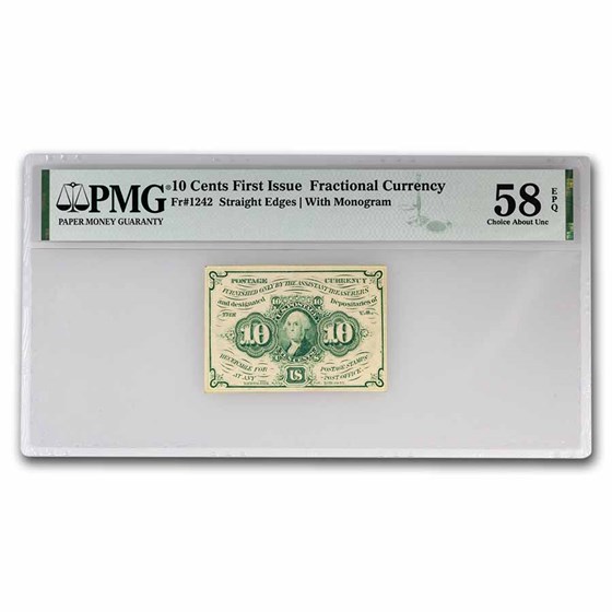1st Issue Fractional Currency 10 Cents CH AU-58 EPQ PMG (Fr#1242) 1st Issue Fractional Currency 10 Cents CH AU-58 EPQ PMG (Fr#1242)
