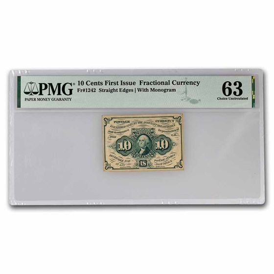 1st Issue Fractional Currency 10 Cents Choice CU-63 PMG (Fr#1242) 1st Issue Fractional Currency 10 Cents Choice CU-63 PMG (Fr#1242)