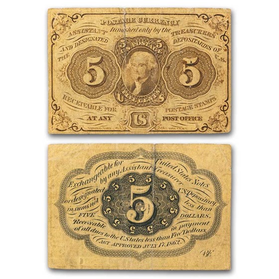 1st Issue Fractional Currency 5 Cents VF (Fr#1230) 1st Issue Fractional Currency 5 Cents VF (Fr#1230)