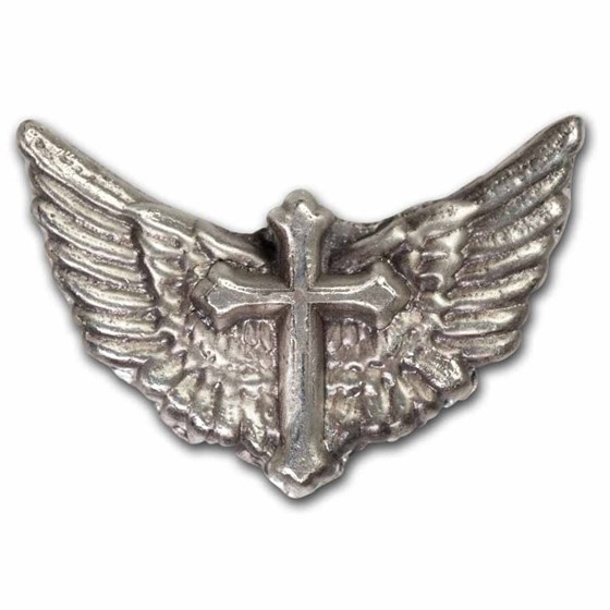 2.25 oz Hand Poured Silver Winged Cross 2.25 oz Hand Poured Silver Winged Cross