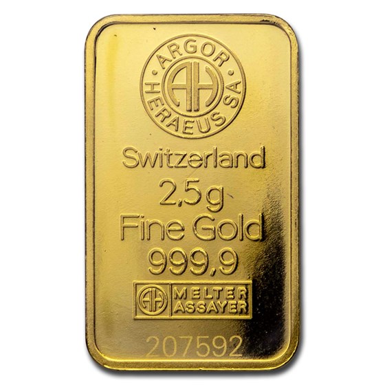 Buy 2.5 gram Gold Bar ArgorHeraeus (In Assay) APMEX