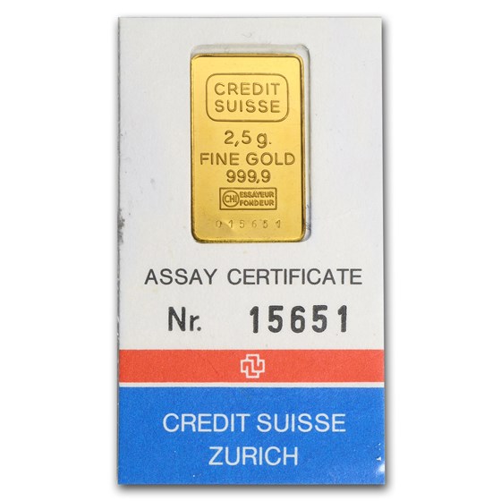 2.5 gram Gold Bar - Credit Suisse (In Assay) 2.5 gram Gold Bar - Credit Suisse (In Assay)