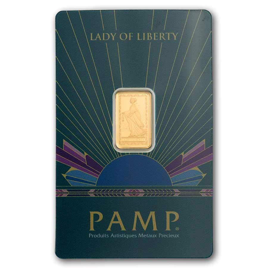 2.5 gram Gold Bar - PAMP Suisse Lady of Liberty (In Assay)