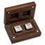 2.5 oz Silver Gaming Dice w/ Wooden Box