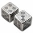 2.5 oz Silver Gaming Dice w/ Wooden Box