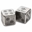 2.5 oz Silver Gaming Dice w/ Wooden Box