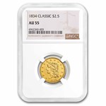$2.50 Gold Classic Head Half Eagle AU-55 NGC/PCGS