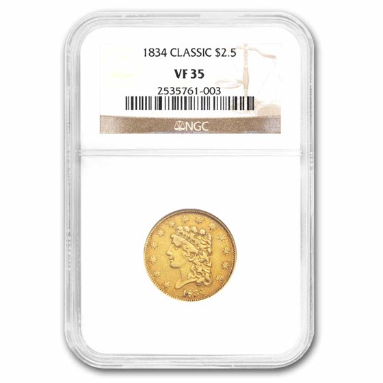 $2.50 Gold Classic Head Quarter Eagle VF-35 NGC/PCGS $2.50 Gold Classic Head Quarter Eagle VF-35 NGC/PCGS