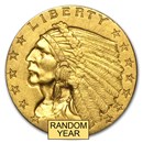 $2.50 Indian Gold Quarter Eagle AU (Random Year)