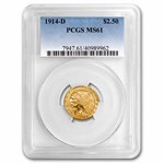 $2.50 Indian Gold Quarter Eagle MS-61 PCGS