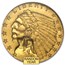 $2.50 Indian Gold Quarter Eagle MS-62 NGC