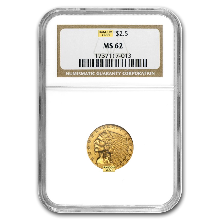 $2.50 Indian Gold Quarter Eagle MS-62 NGC