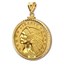 $2.50 Indian Gold Quarter Eagle Pendant (Diamond-ScrewTop Bezel)