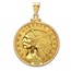 $2.50 Indian Gold Quarter Eagle Pendant (Diamond-ScrewTop Bezel)