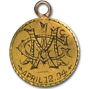 $2.50 Liberty Gold Quarter Eagle - 1861 - Love Token - A. McG $2.50 Liberty Gold Quarter Eagle - 1861 - Love Token - A. McG