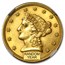 $2.50 Liberty Gold Quarter Eagle MS-62 NGC/PCGS