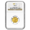 $2.50 Liberty Gold Quarter Eagle MS-63 NGC/PCGS