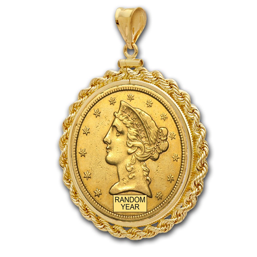 $2.50 Liberty Gold Quarter Eagle Pendant (Rope-ScrewTop Bezel)