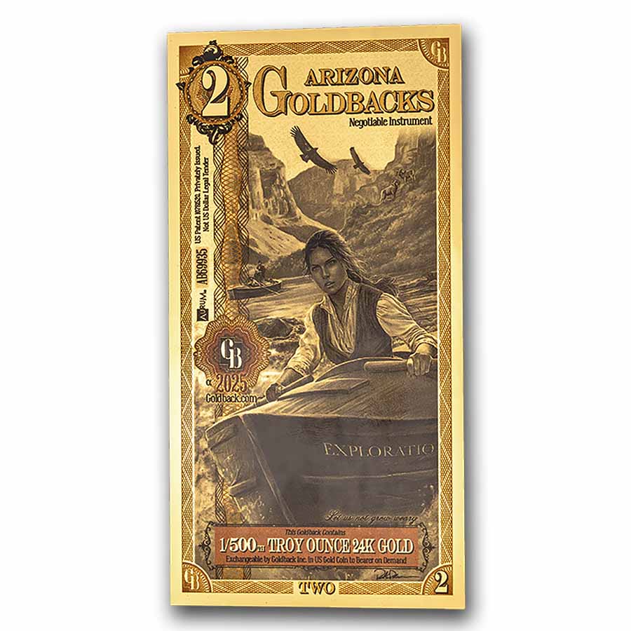 2 Arizona Goldback - Aurum Gold Foil Note (24k)