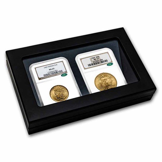 2-Coin 1907 $10 Indian & Saint Gold Eagle Set MS-64 NGC CAC 2-Coin 1907 $10 Indian & Saint Gold Eagle Set MS-64 NGC CAC
